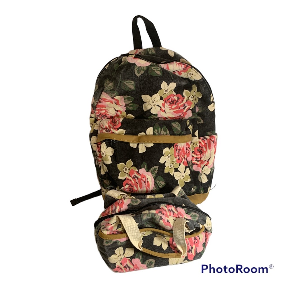 Ella and Elly Backpack and Lunch Bag Floral PreOwned